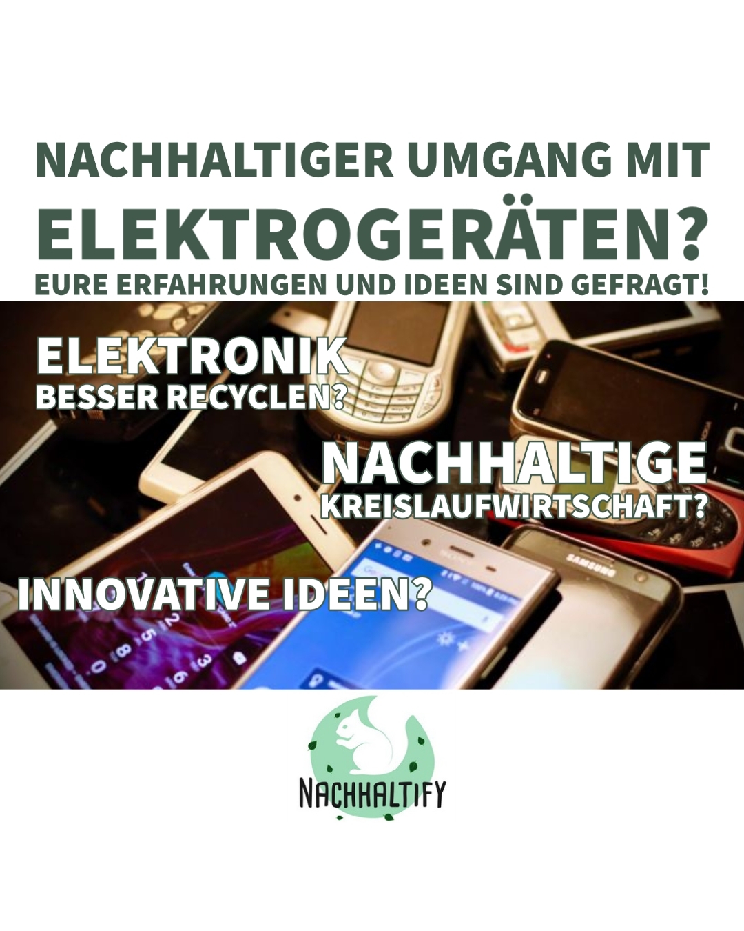 ⚠️ Ihr seid gefragt! Für ein aktuelles, durch das Bundesministerium für Bildung und Forschung gefördertes Hochschulprojekt suchen wir Meinungen und Ideen rund um das Thema Elektro-Recycling und zu Innovationen im Bereich der nachhaltigen Kreislaufwirtschaft von Elektrogeräten! ⚠️
.
💡 Im Rahmen des Projekts „Innovationsregion Harz: Nachhaltige Kreislaufwirtschaft“, hinter dem sich die Technische Universität Clausthal, die Hochschule Nordhausen sowie der REWIMET e.V. (Recyclingcluster wirtschaftsstrategische Metalle Niedersachsen) verbergen, forscht und arbeitet ein großes Team aktuell an neuen Ideen und Lösungen zu dem enorm relevanten Thema "Recycling und nachhaltiger Umgang mit Elektrogeräten". Gefördert wird das Vorhaben durch das Förderprogramm "WIR! – Wandel durch Innovation in der Region" des Bundesministeriums für Bildung und Forschung.
.
💡 Bei der laufenden Konzeptphase sind auch Stimmen von Konsumenten und Nutzern enorm wichtig. Wir unterstützen dieses Projekt und wollen daher von Euch wissen:
❓ Welche Erfahrungen habt Ihr bisher mit dem Thema gemacht?
❓ Habt Ihr vielleicht sogar bereits innovativen Ideen und Vorschläge zu dem Thema Recycling von Elektrogeräten?
❓ Was würdet Ihr am bestehenden System ändern oder verbessern, wenn Ihr könntet?
.
Mehr Details findet Ihr auf unserer Website (⬆️ LINK IN BIO ⬆️)!
.
Postet Eure Erfahrungen & Ideen direkt hier in die Kommentare oder schreibt uns gerne eine Nachricht oder einen Kommentar unter den Artikel auf der Website. Schickt uns auch gerne eine Mail an info@nachhaltify.de. Wir freuen uns auf Euer Feedback und leiten natürlich alle Antworten an das Forschungsprojekt weiter. 📧