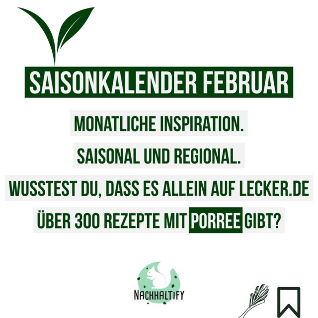🤷♂️ Was soll ich nur heute wieder kochen?
.
.
Jeden Tag dieselbe Frage🙈
.
✅ Unsere Antwort: Inspiration im Saisonkalender suchen!
.
.
Diesmal: PORREE - klar, kennt jeder. Früher hatte ich genau 2 Gerichte die ich damit gekocht habe: Käse-Lauch-Suppe und Sahm-Porree
.
.
Heute gibt es Porree in Aufläufen und Curry-Pfannen, im Brotaufstrich und Quiche 🤘
.
.
Unser Tipp: regional und saisonal klingt im Winter so langweilig. Ist es aber nicht. ➡️ Sucht einmal ganz gezielt nach Porree (zB 325 Porree Rezepte auf @lecker_magazin - Werbung unbezahlt) und ich bin sicher ihr findet ein leckeres komplett neues Gericht. Wer ist dabei?