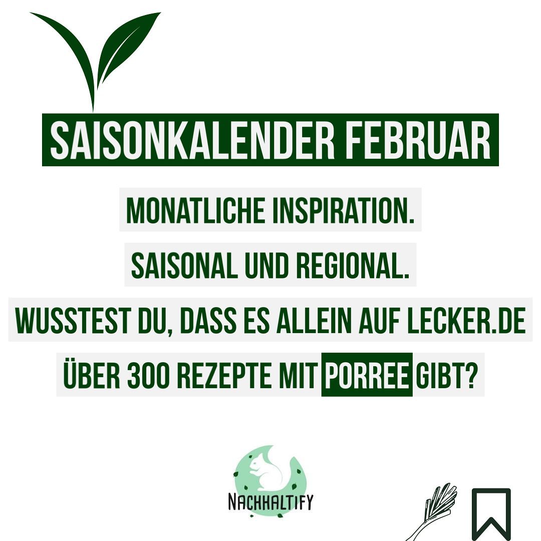 🤷♂️ Was soll ich nur heute wieder kochen?
.
.
Jeden Tag dieselbe Frage🙈
.
✅ Unsere Antwort: Inspiration im Saisonkalender suchen!
.
.
Diesmal: PORREE - klar, kennt jeder. Früher hatte ich genau 2 Gerichte die ich damit gekocht habe: Käse-Lauch-Suppe und Sahm-Porree
.
.
Heute gibt es Porree in Aufläufen und Curry-Pfannen, im Brotaufstrich und Quiche 🤘
.
.
Unser Tipp: regional und saisonal klingt im Winter so langweilig. Ist es aber nicht. ➡️ Sucht einmal ganz gezielt nach Porree (zB 325 Porree Rezepte auf @lecker_magazin - Werbung unbezahlt) und ich bin sicher ihr findet ein leckeres komplett neues Gericht. Wer ist dabei?