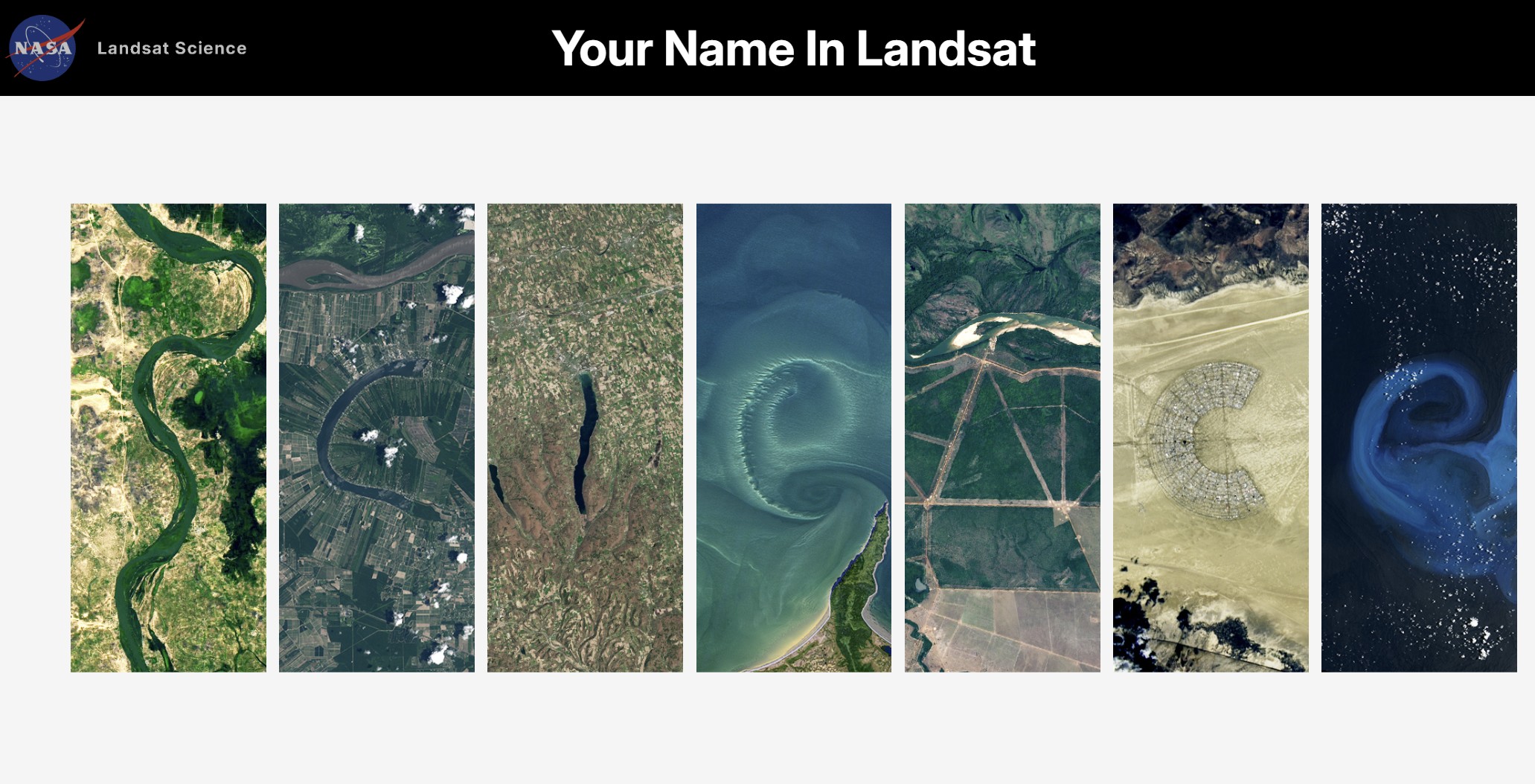 Das Wort "SCIENCE" mithilfe des Landsat Tools geschrieben